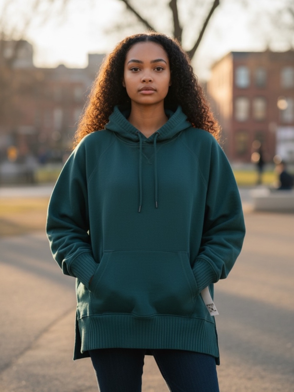 SO Green Knit Pullover Hoodie Sweater